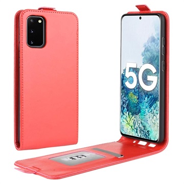 Samsung Galaxy S20 FE Vertikalt Flip-deksel med Kortluke - Rød