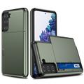 Samsung Galaxy S21 FE 5G Hybrid-deksel med Skyvekortspor - Army Grøn