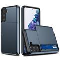 Samsung Galaxy S21 FE 5G Hybrid-deksel med Skyvekortspor - Mørkeblå
