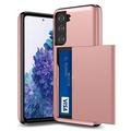 Samsung Galaxy S21 FE 5G Hybrid-deksel med Skyvekortspor - Roségull