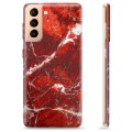 Samsung Galaxy S21+ 5G TPU-deksel - Rød Marmor