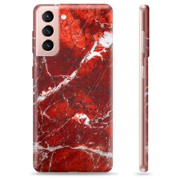 Samsung Galaxy S21 5G TPU-deksel - Rød Marmor