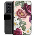 Samsung Galaxy S21 Ultra 5G Premium Lommebok-deksel - Romantiske Blomster