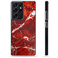 Samsung Galaxy S21 Ultra 5G Beskyttelsesdeksel - Rød Marmor