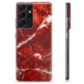 Samsung Galaxy S21 Ultra 5G TPU-deksel - Rød Marmor