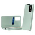 Samsung Galaxy S22 5G Smart Clear View Flip-etui med kortspor - lysegrønn