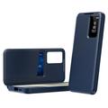 Samsung Galaxy S22+ 5G Smart Clear View Flip-etui med kortspor - Safir