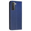 Samsung Galaxy S23 5G Lommebok-Deksel - Karbonfiber - Blå