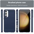 Samsung Galaxy S23 FE Børstet TPU Deksel - Karbonfiber - Blå