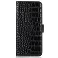 Samsung Galaxy S23 FE Crocodile Series Lommebok-deksel i Lær med RFID - Svart