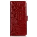 Samsung Galaxy S23 FE Crocodile Series Lommebok-deksel i Lær med RFID - Rød