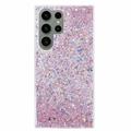 Samsung Galaxy S23 Ultra Glitter Flakes TPU-deksel - Rosa