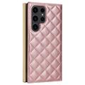 Samsung Galaxy S23 Ultra Luksuriøst Vattert Lommeboketui - Rose Gold