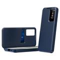 Samsung Galaxy S23 Ultra Smart Clear View Flip-etui med kortspor - Safir