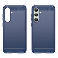 Samsung Galaxy S24 FE Børstet TPU Deksel - Karbonfiber - Blå