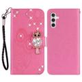 Samsung Galaxy S24 FE Uggle Rhinestone Lommebok-deksel - Varm Rosa