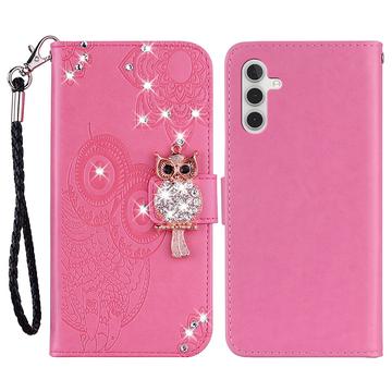 Samsung Galaxy S24 FE Uggle Rhinestone Lommebok-deksel - Varm Rosa