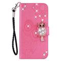 Samsung Galaxy S24 FE Uggle Rhinestone Lommebok-deksel - Varm Rosa