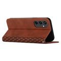 Samsung Galaxy S24 FE Rhombusmønster lommebokveske med magnetisk lukking - brun