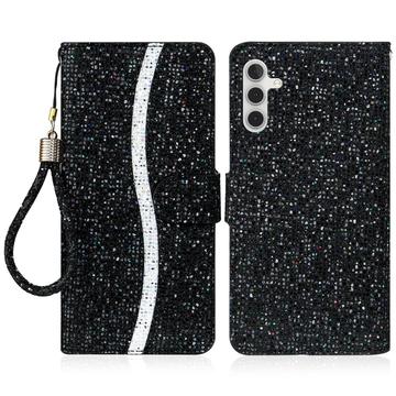 Samsung Galaxy S24 FE Stilig lommeboketui med glitter - Svart