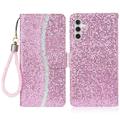 Samsung Galaxy S24 FE Stilig glitter lommebokveske - Rosa