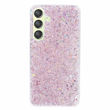Samsung Galaxy S24 Glitter Flakes TPU-deksel - Rosa