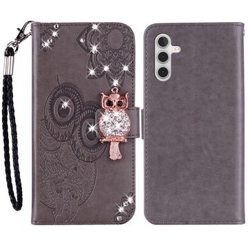 Samsung Galaxy S24 Ugle Rhinestone Lommebok-deksel