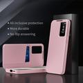 Samsung Galaxy S24 Smart Clear View Flip-etui med kortspor - Rosa