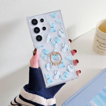 Samsung Galaxy S24 Ultra Butterfly TPU-deksel med ringholder