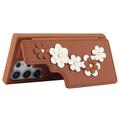 Samsung Galaxy S24 Ultra Blomsterdekoretui med stropp - Brun