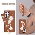 Samsung Galaxy S24 Ultra Blomsterdekoretui med stropp - Brun