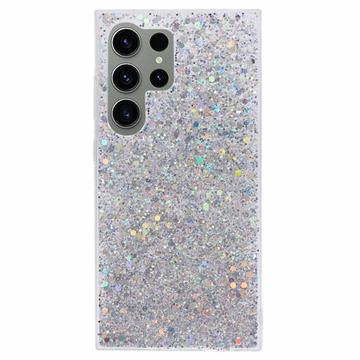 Samsung Galaxy S24 Ultra Glitter Flakes TPU-deksel - Sølv
