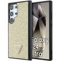 Samsung Galaxy S24 Ultra Guess Rhinestones Triangle Metal Logo Deksel - Gull