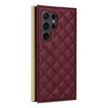 Samsung Galaxy S24 Ultra Luksuriøst Vattert Lommeboketui - vinrød