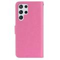 Samsung Galaxy S24 Ultra Uggle Rhinestone Lommebok-deksel - Varm Rosa