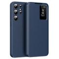 Samsung Galaxy S24 Ultra Smart Clear View Flip-etui med kortspor - Safir