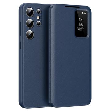 Samsung Galaxy S24 Ultra Smart Clear View Flip-etui med kortspor - Safir