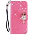 Samsung Galaxy S24+ Uggle Rhinestone Lommebok-deksel - Varm Rosa