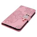Samsung Galaxy S24+ Ugle Rhinestone Lommebok-deksel - Rose Gold