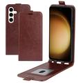 Samsung Galaxy S24+ Vertikalt Flip-Deksel med Kortlomme - Brun