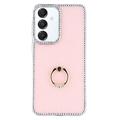 Samsung Galaxy S25/S24 CrystalGlow Hybrid-deksel med ringholder - Rosa