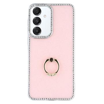 Samsung Galaxy S25/S24 CrystalGlow Hybrid-deksel med ringholder - Rosa