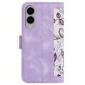 Samsung Galaxy S25 Edge Blomstrete lommebokveske med kortspor - lys lilla