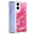 Samsung Galaxy S25 Edge Glitter Quicksand TPU-deksel - Rosa hjerter