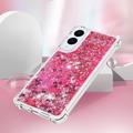 Samsung Galaxy S25 Edge Glitter Quicksand TPU-deksel - Rosa hjerter