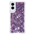 Samsung Galaxy S25 Edge Glitter Quicksand TPU-deksel - Lilla hjerter