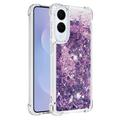 Samsung Galaxy S25 Edge Glitter Quicksand TPU-deksel - Lilla hjerter