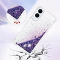 Samsung Galaxy S25 Edge Glitter Quicksand TPU-deksel - Lilla hjerter