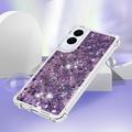 Samsung Galaxy S25 Edge Glitter Quicksand TPU-deksel - Lilla hjerter