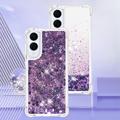 Samsung Galaxy S25 Edge Glitter Quicksand TPU-deksel - Lilla hjerter